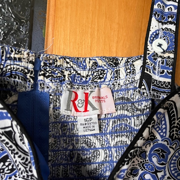 R&K Blue, White & Black Petite Summer Dress - Picture 3 of 6
